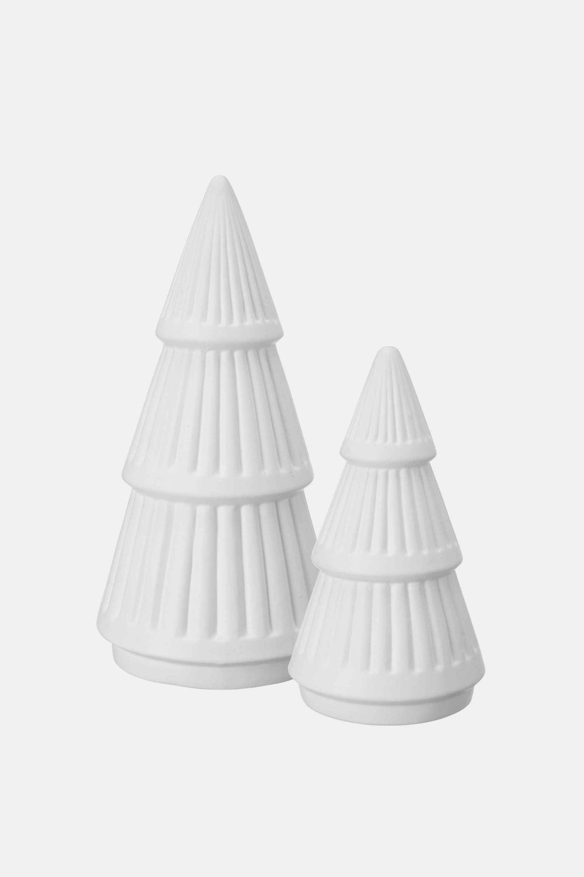 White Porcelain Ribbed Christmas Trees (Set of 2)