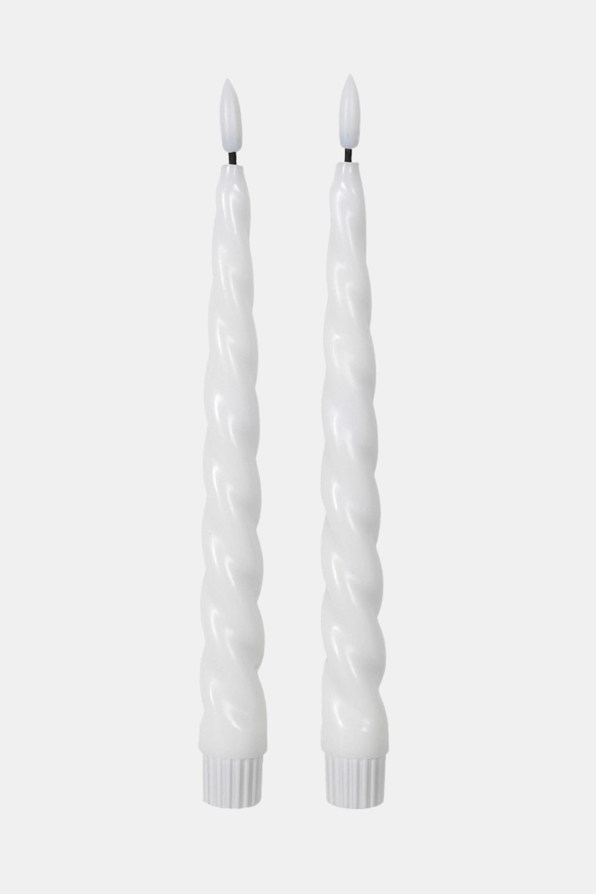 White Twisted LED Dinner Candles (Set of 2)