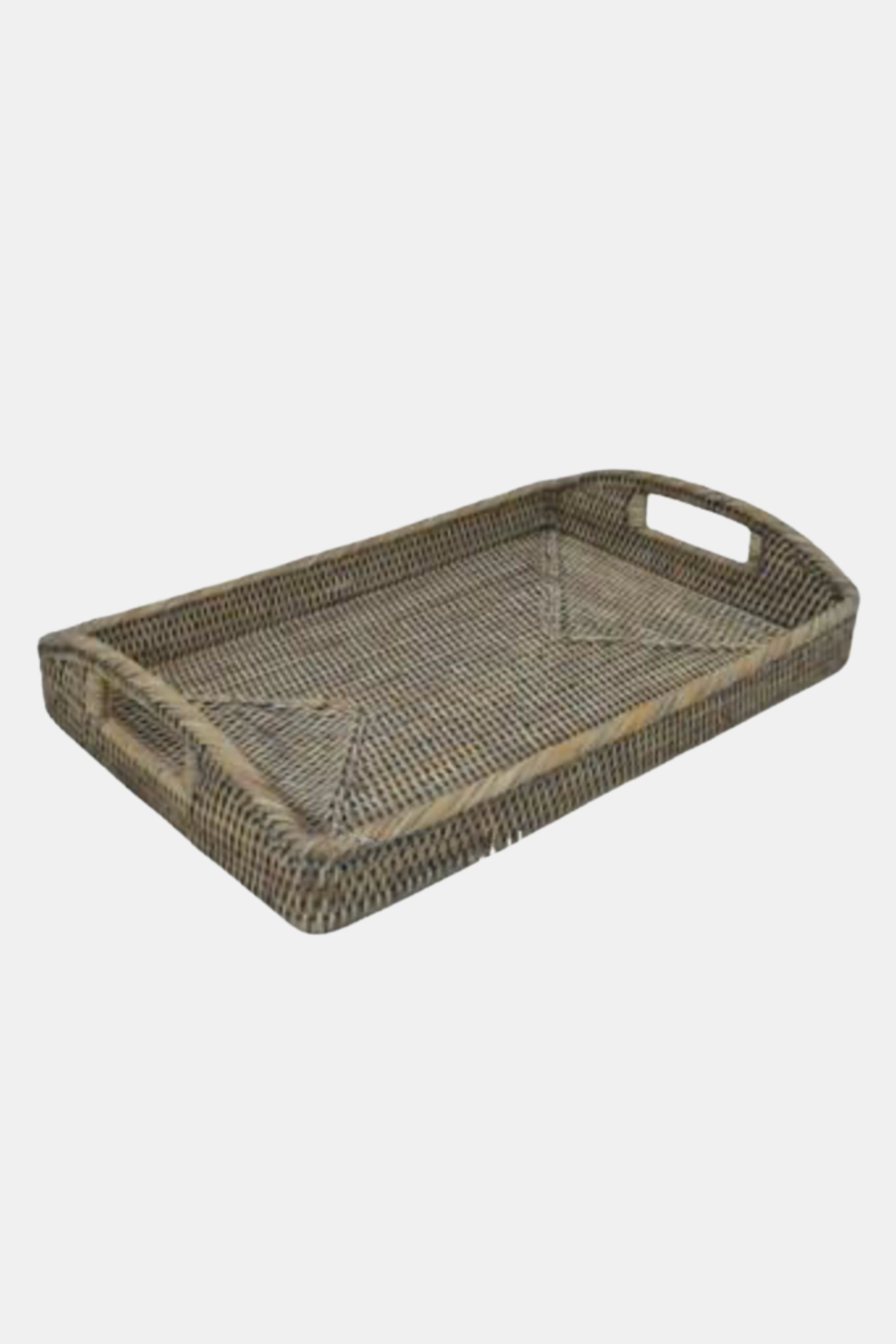 Grey Wash Rattan Rectangle Tray
