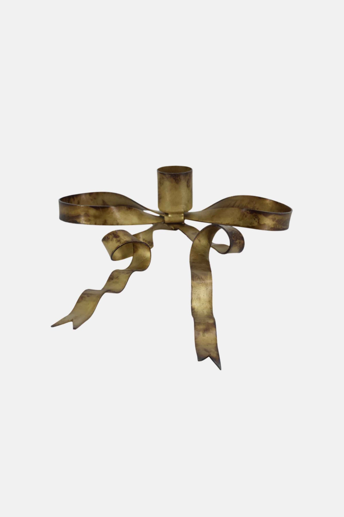 Antique Gold Ribbon Bow Candle Holder