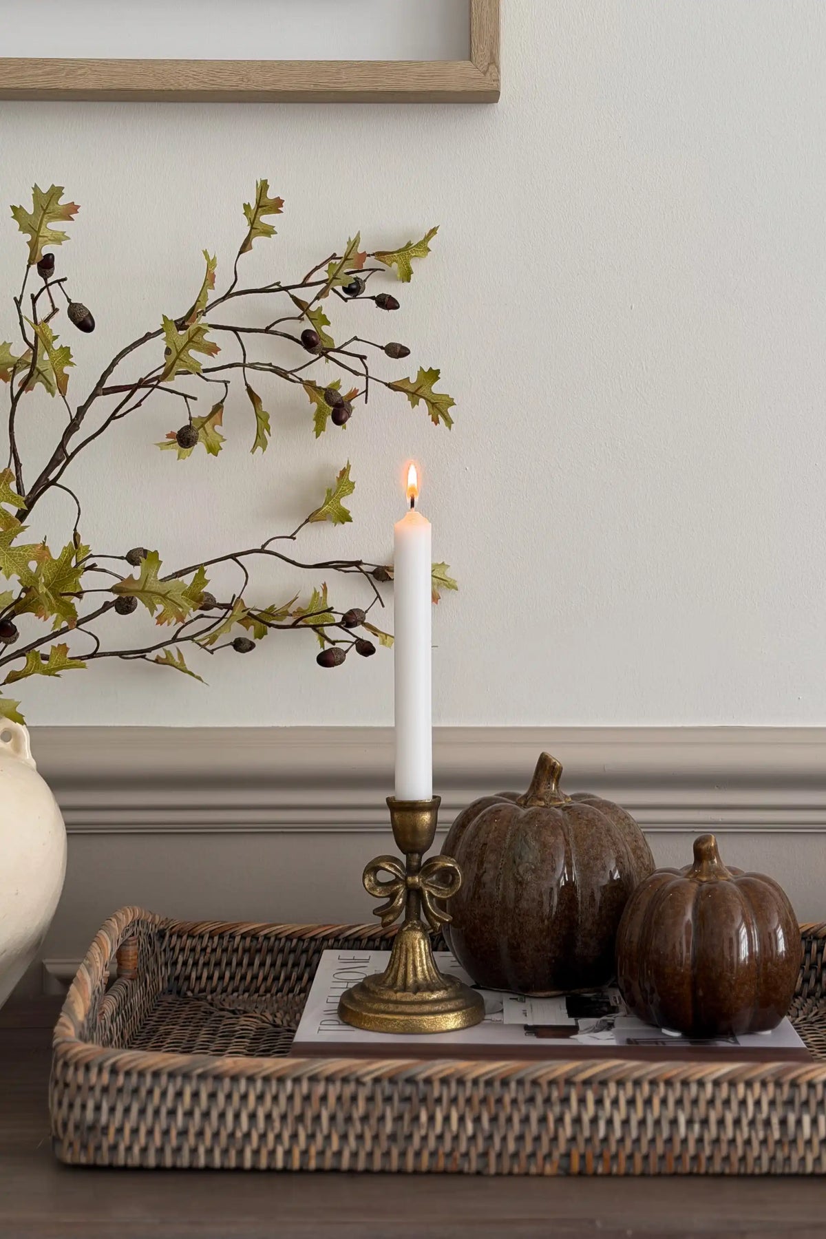 Antique Gold Bow Candlestick Holder