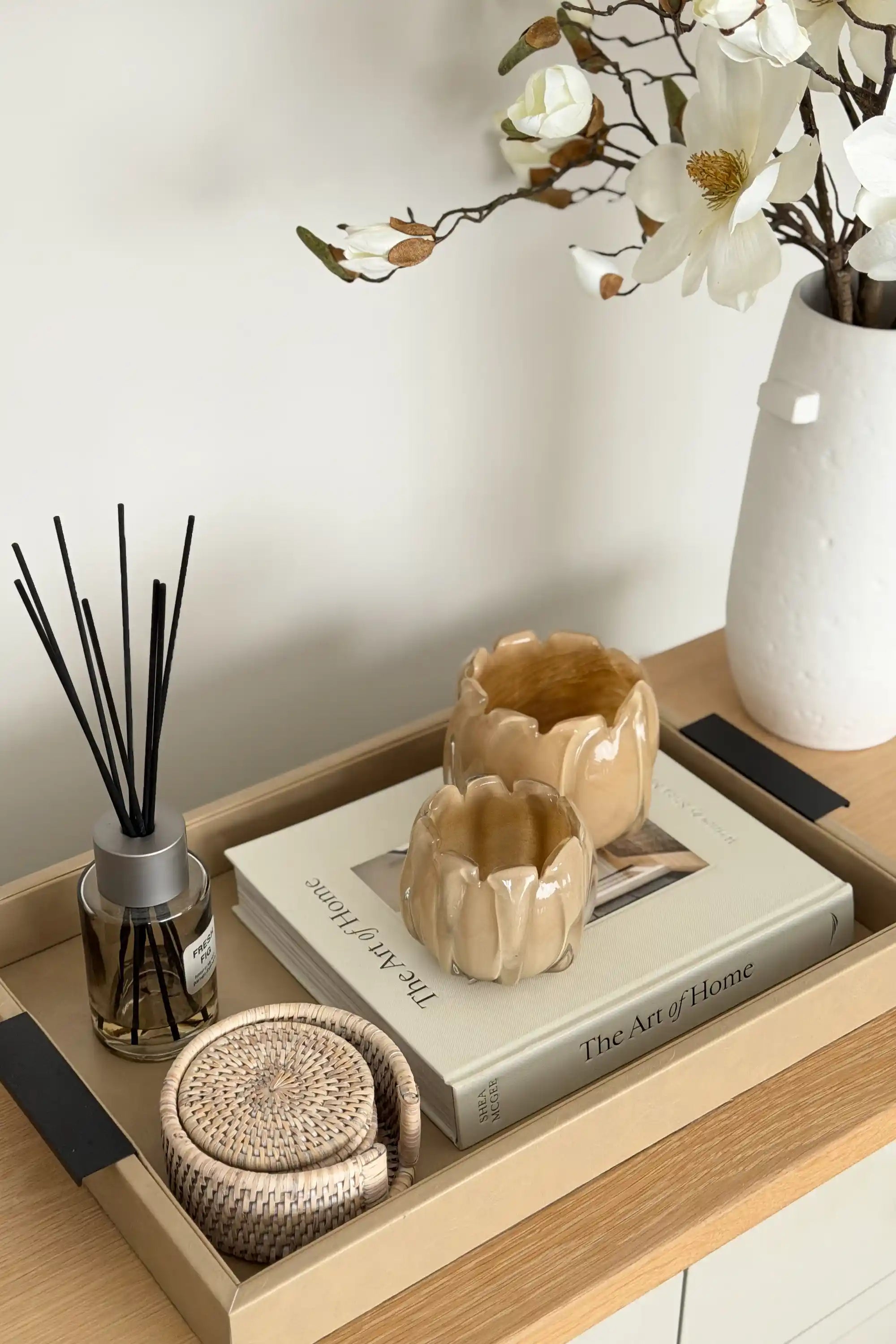 Aria Beige Candle Holder