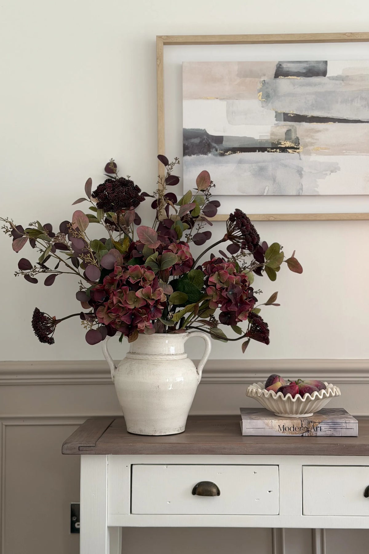 Autumn Hydrangea & Burgundy Eucalyptus Bouquet