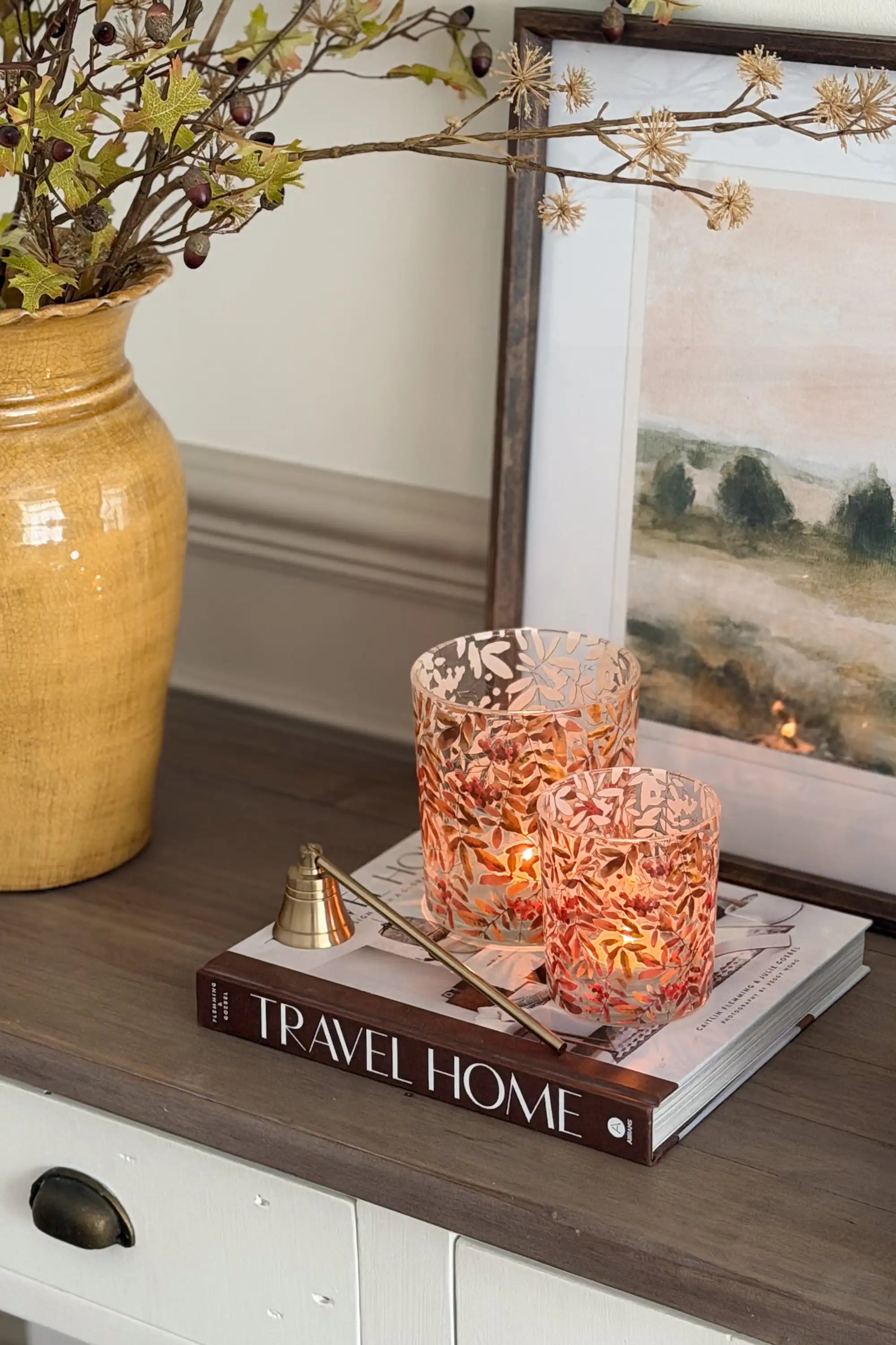 Autumn Leaf Glass Candle Holder (Set of 2)