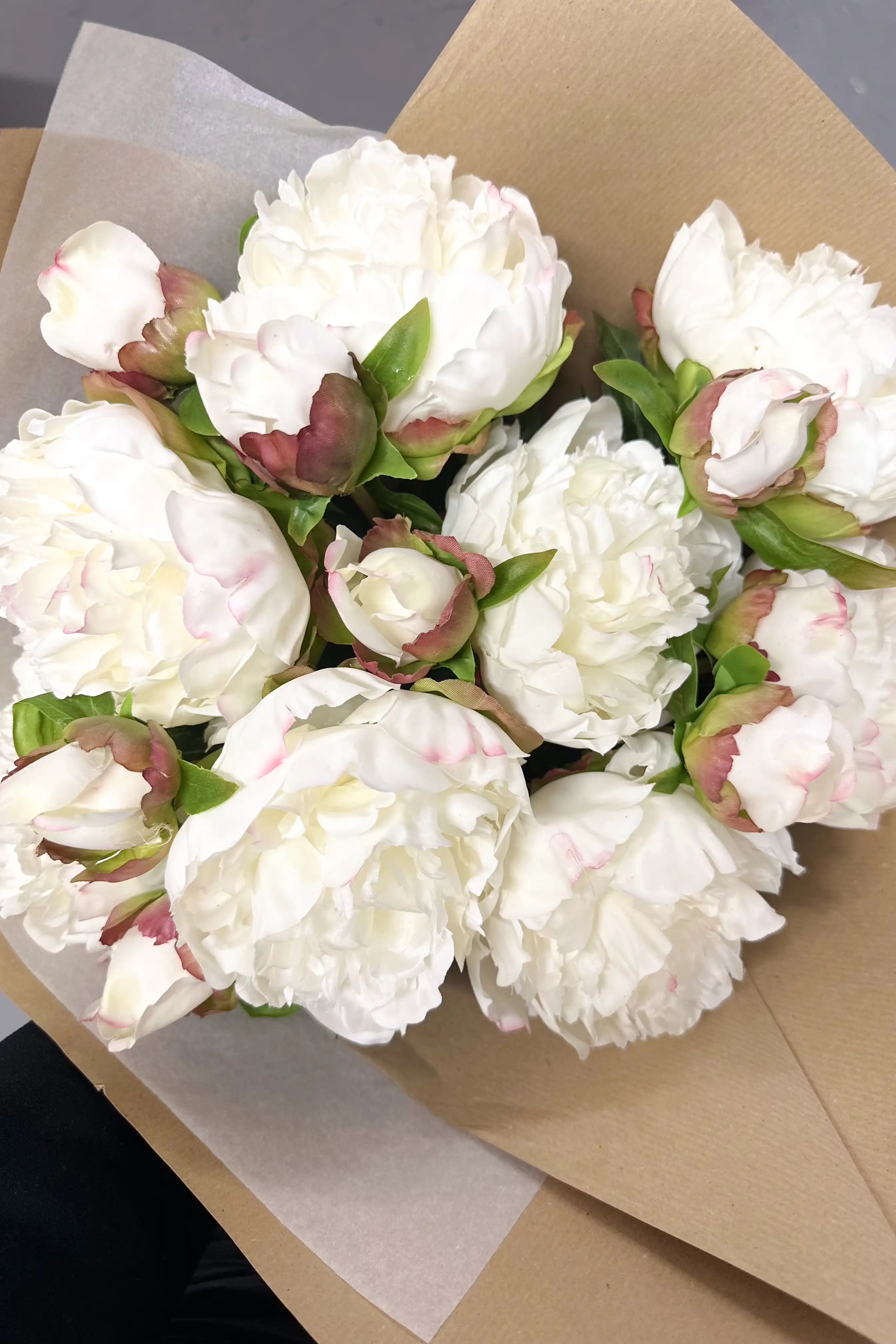 The White Peony Bouquet & Vase Arrangement