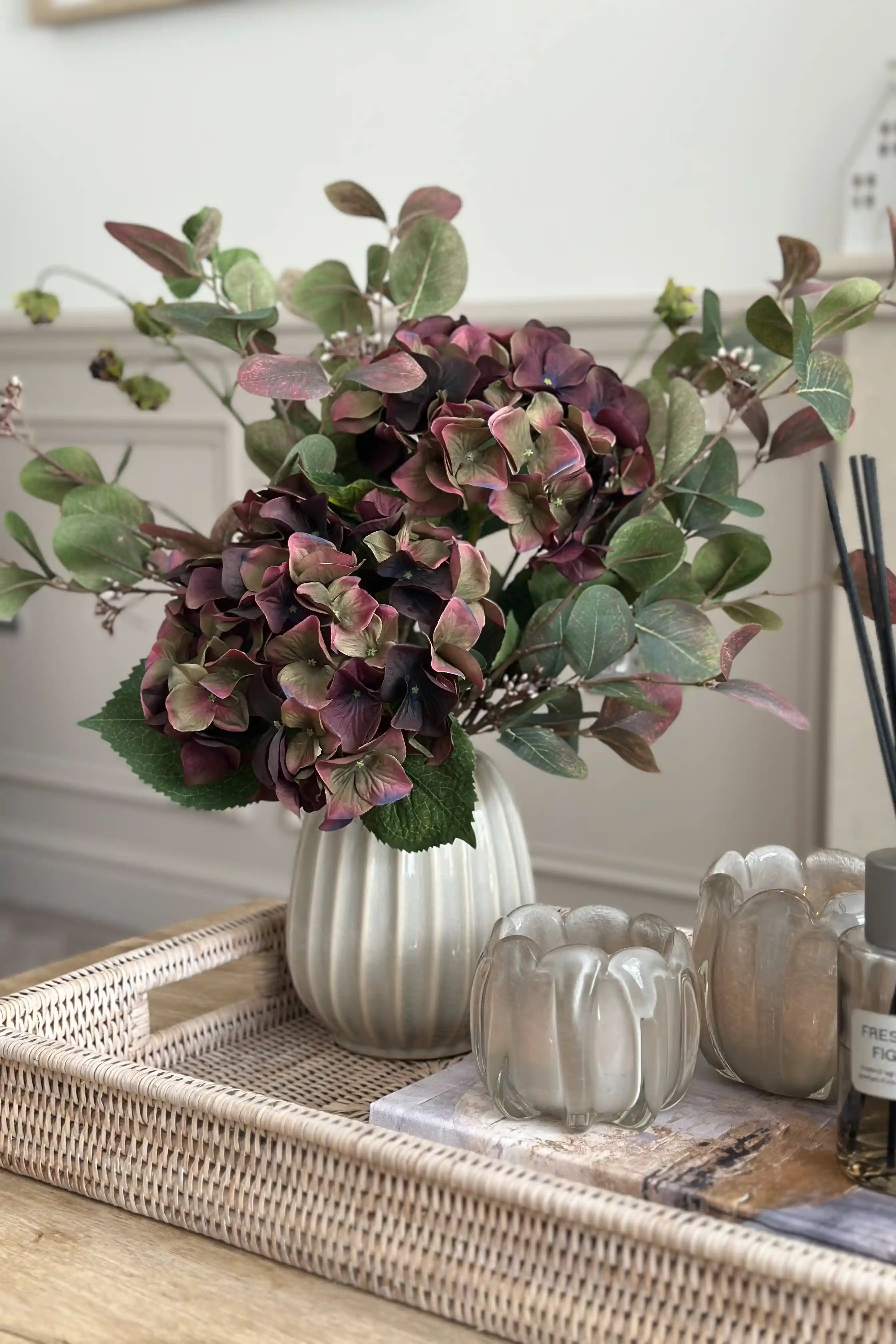 Lucca Grey Ribbed Vase