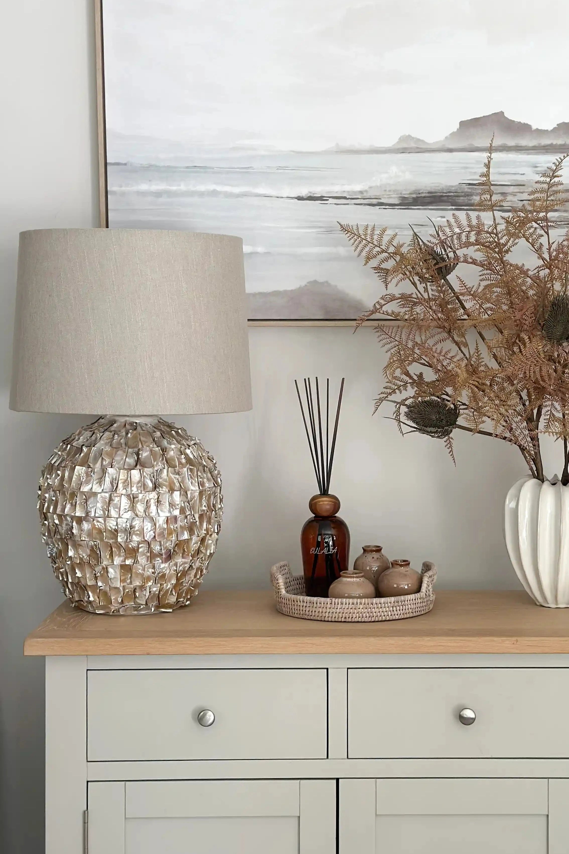 Large Mother of Pearl Effect Table Lamp