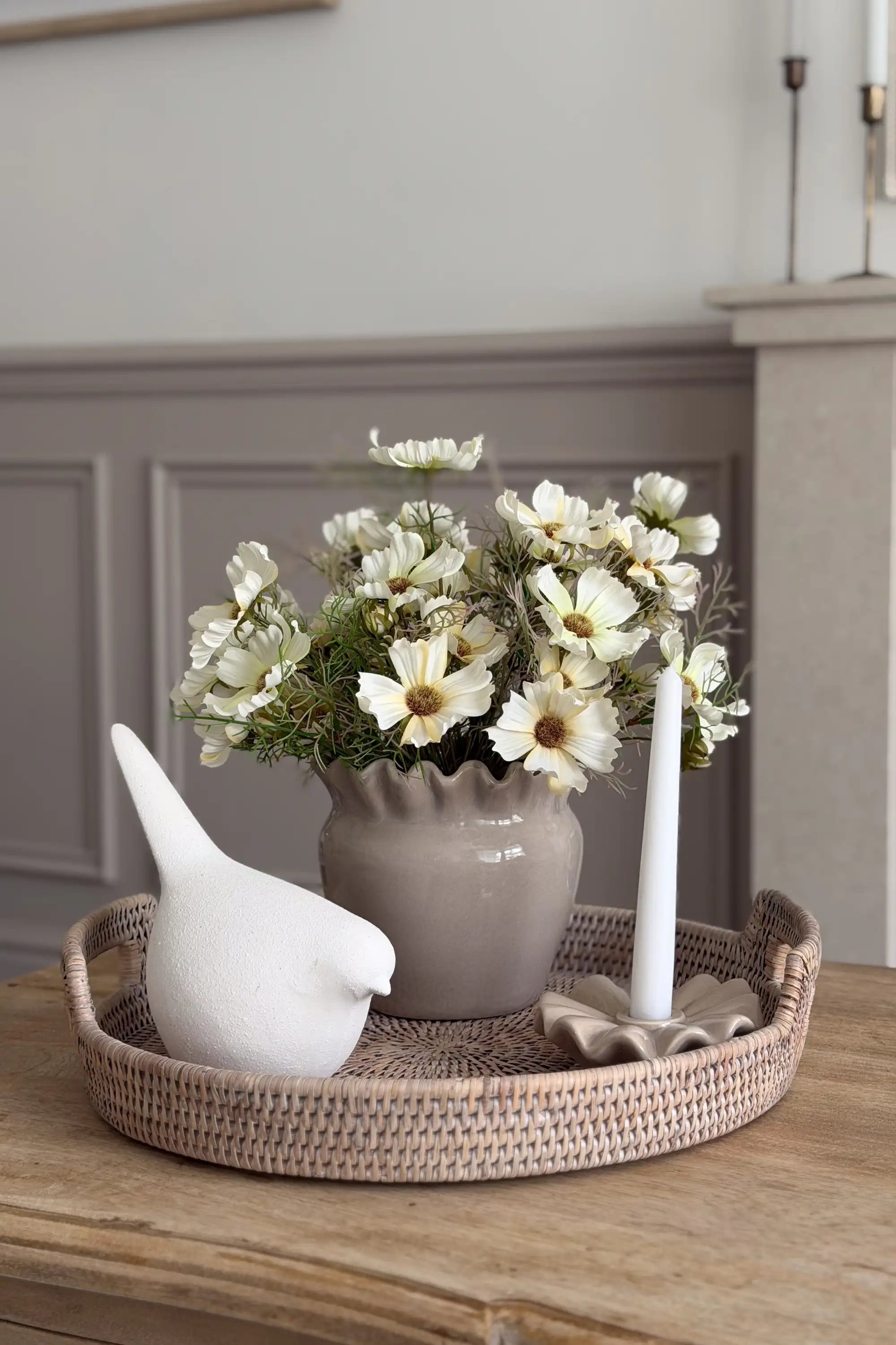 Serena Beige Ruffle Planter
