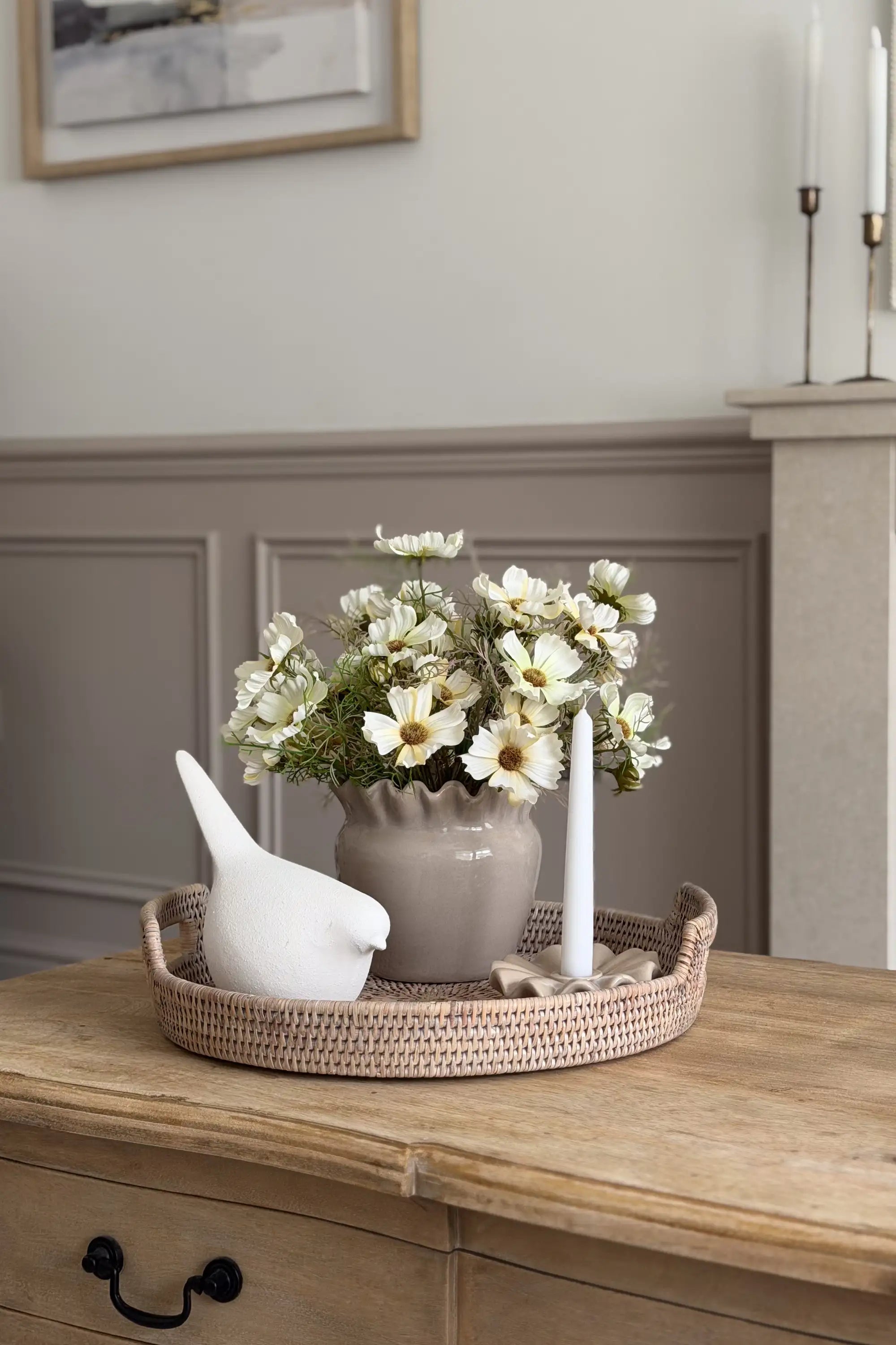 Serena Beige Ruffle Planter