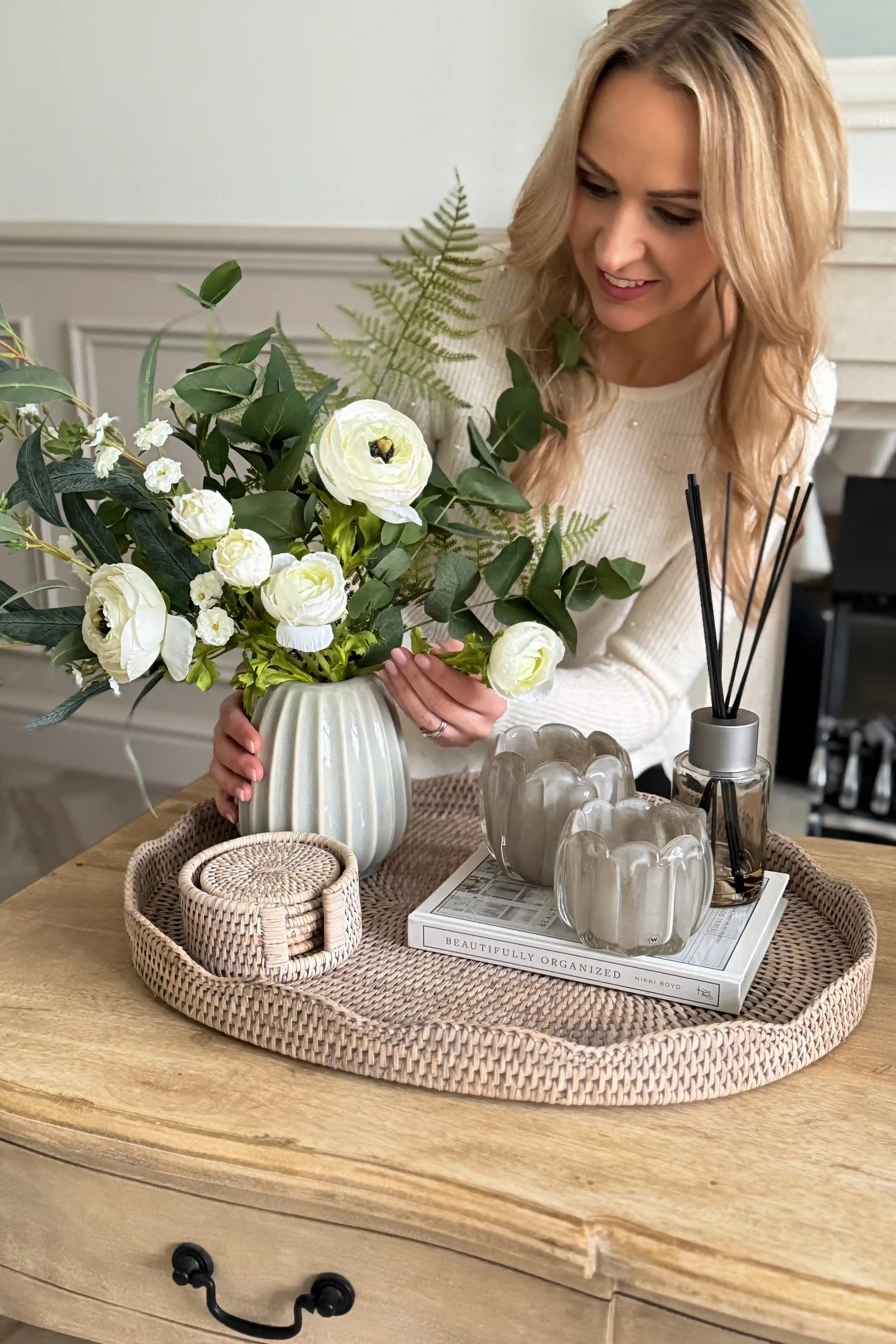 White Ranunculus & Meadow Rose Accent Arrangement