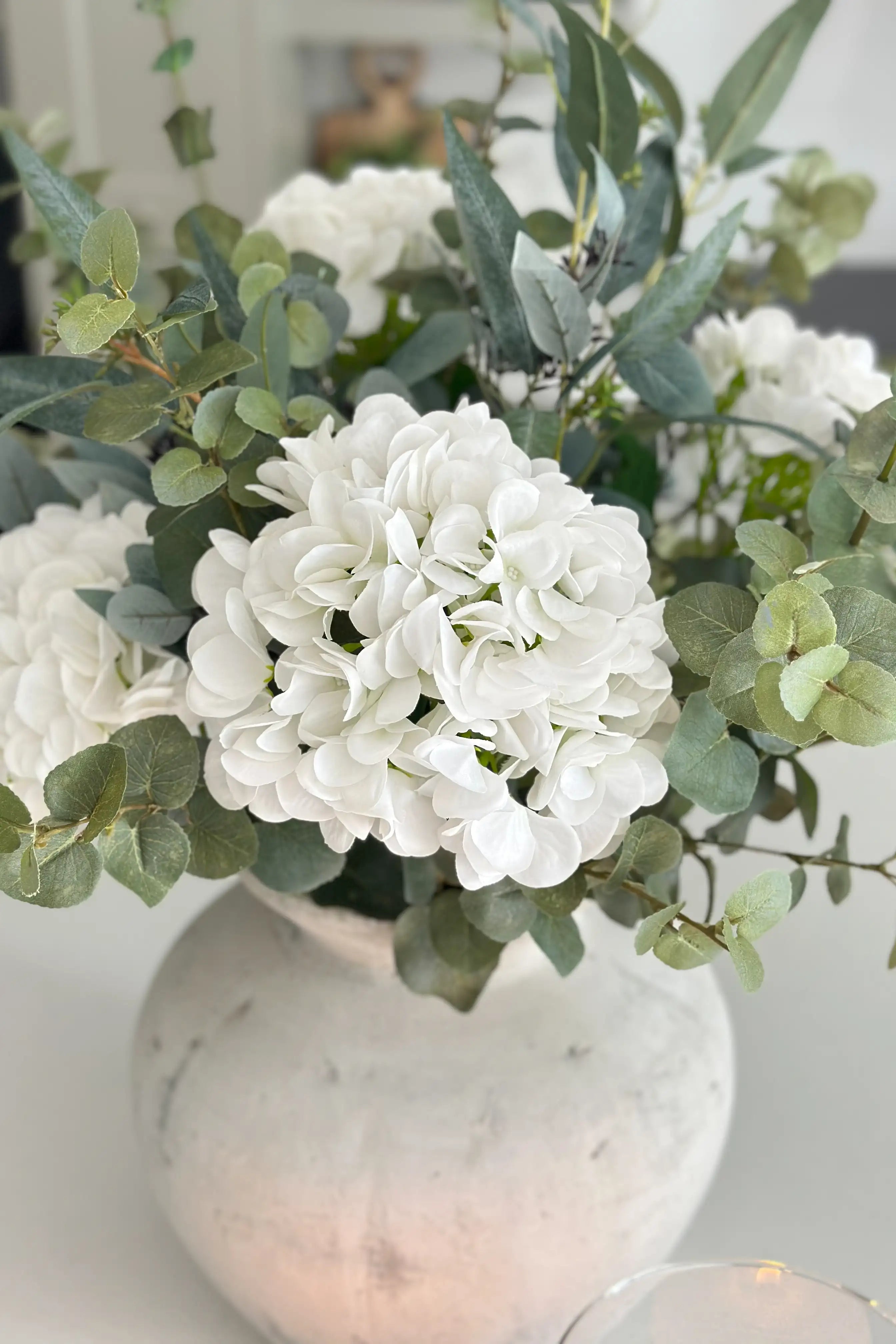 Medium Deluxe Real Feel White Hydrangea