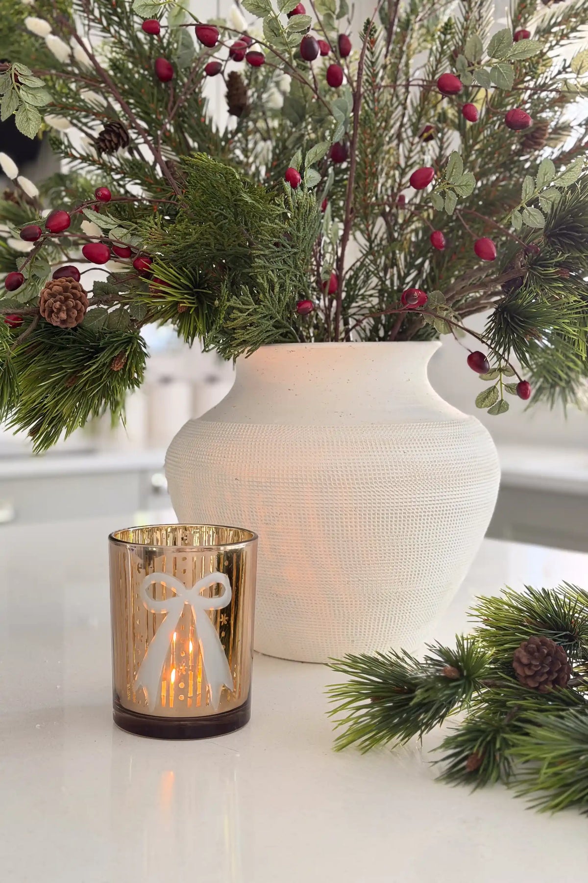 Engraved Bow Candle Holder