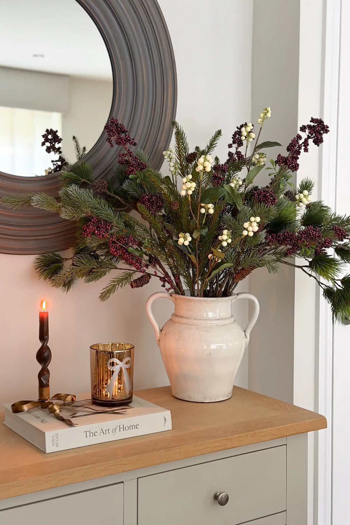 Burgundy Berry & Pine Bouquet