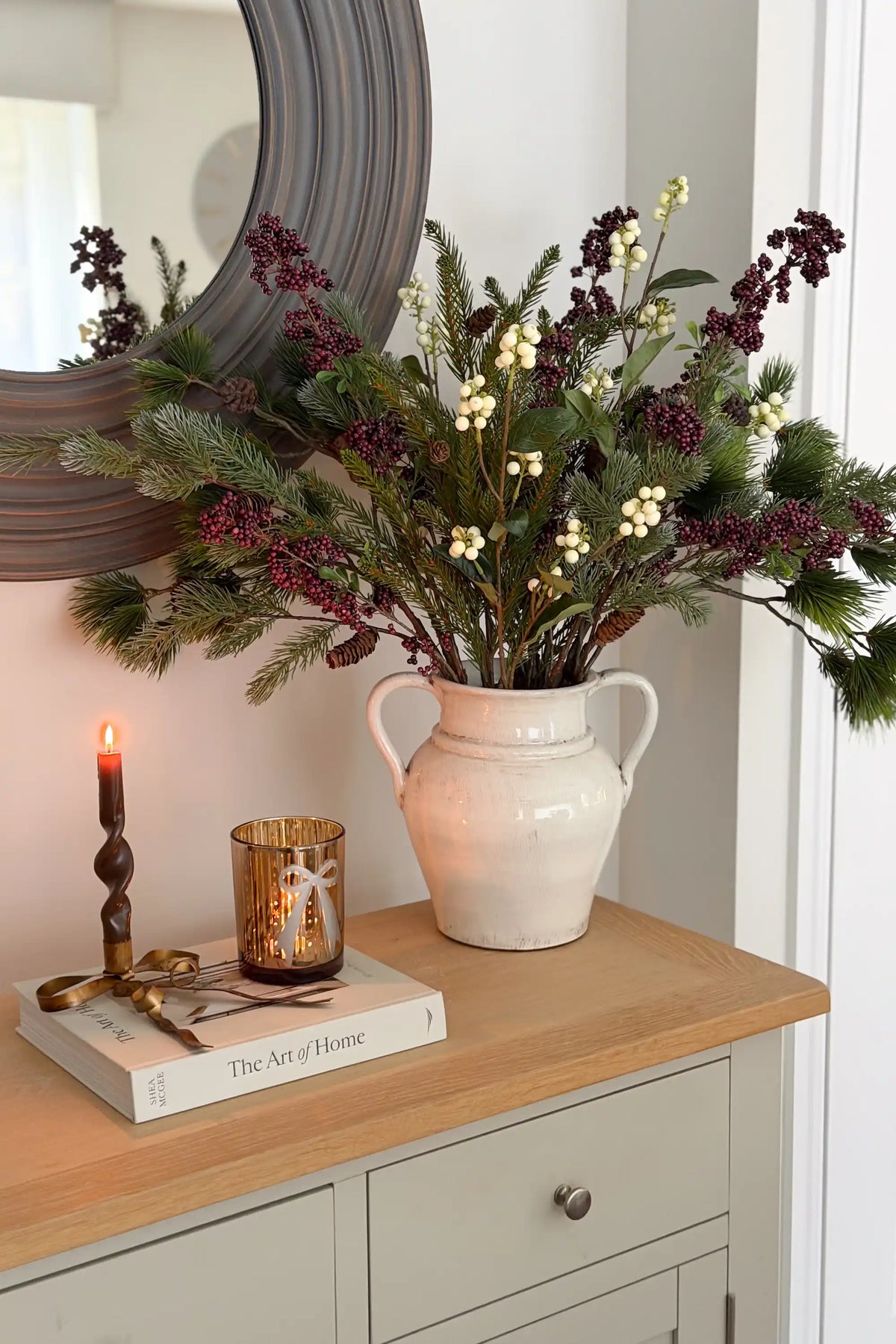 Burgundy Berry & Pine Bouquet
