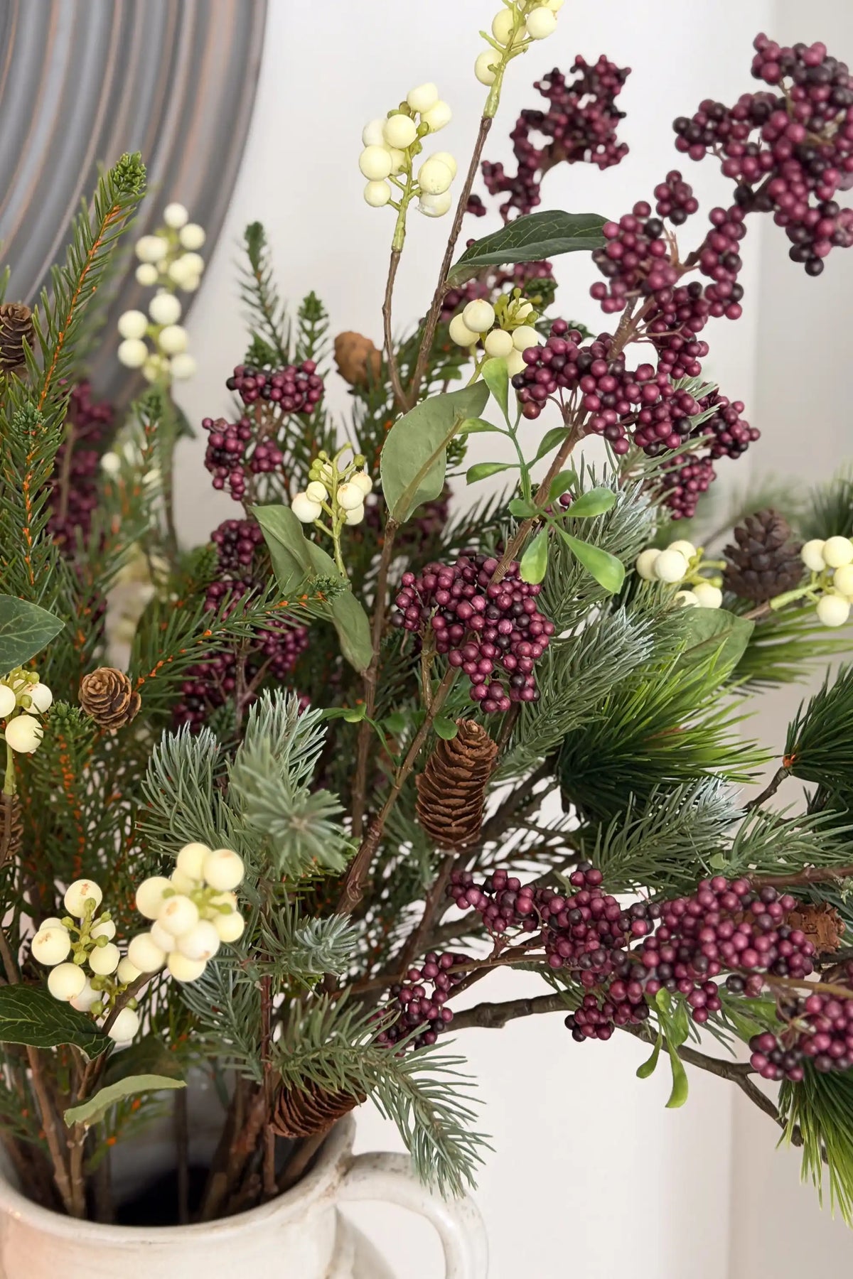 Burgundy Berry & Pine Bouquet