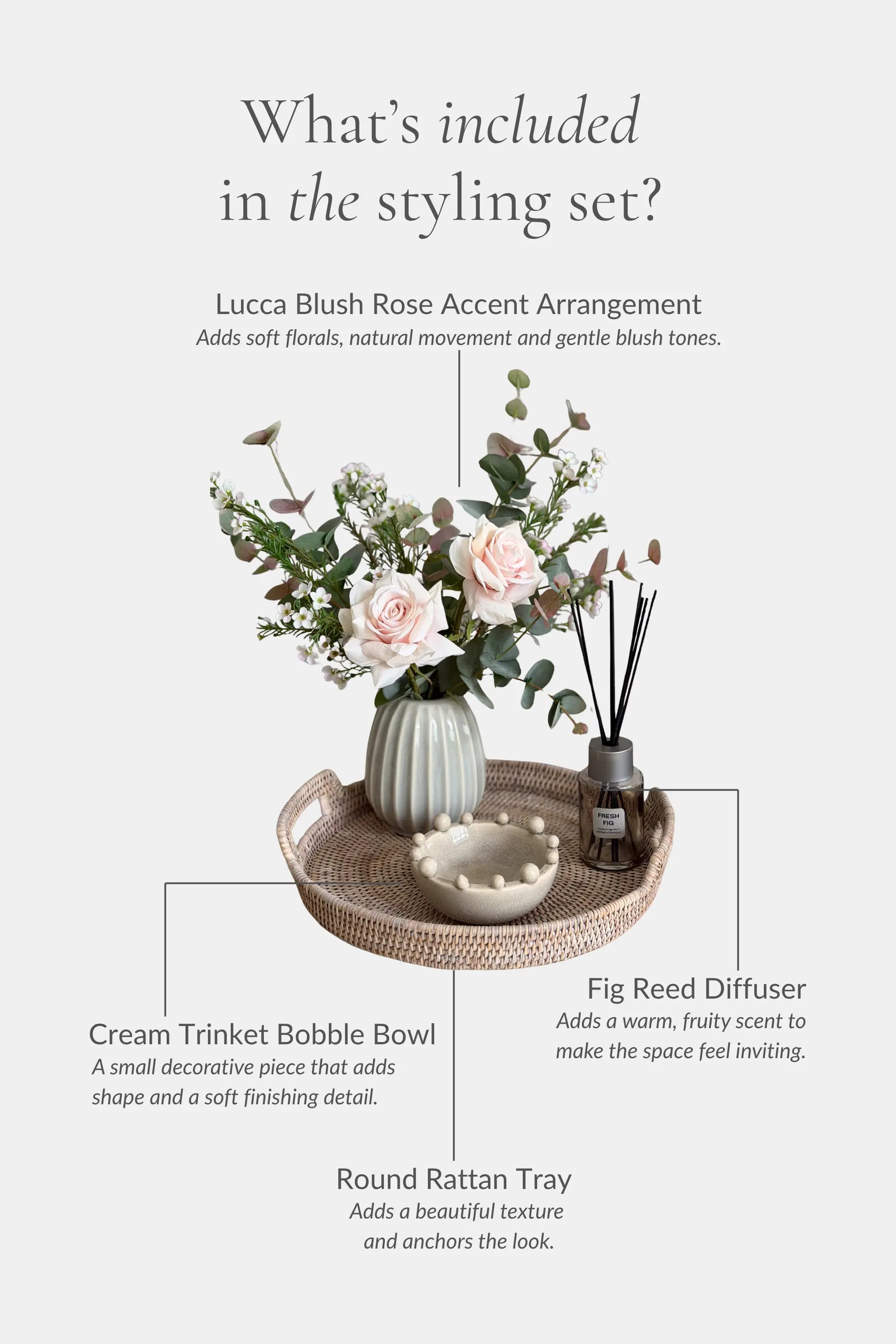 Lucca Blush Rose Tray Styling Set
