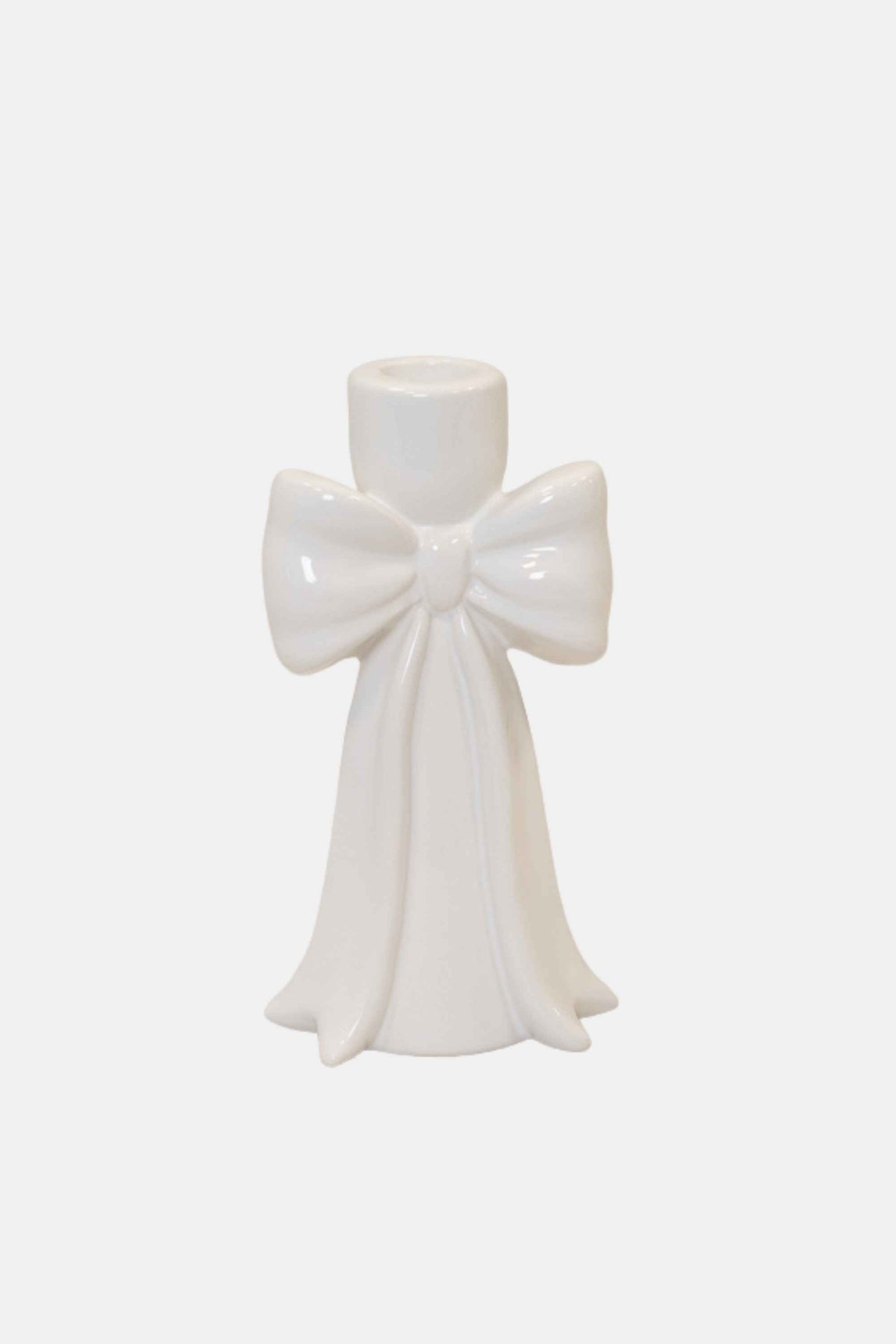 White Bow Candlestick Holder