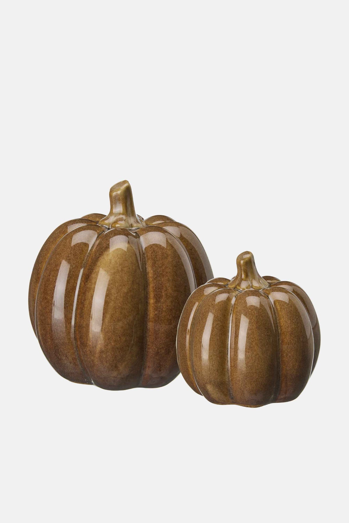 Brown Ceramic Pumpkins (Set of 2)