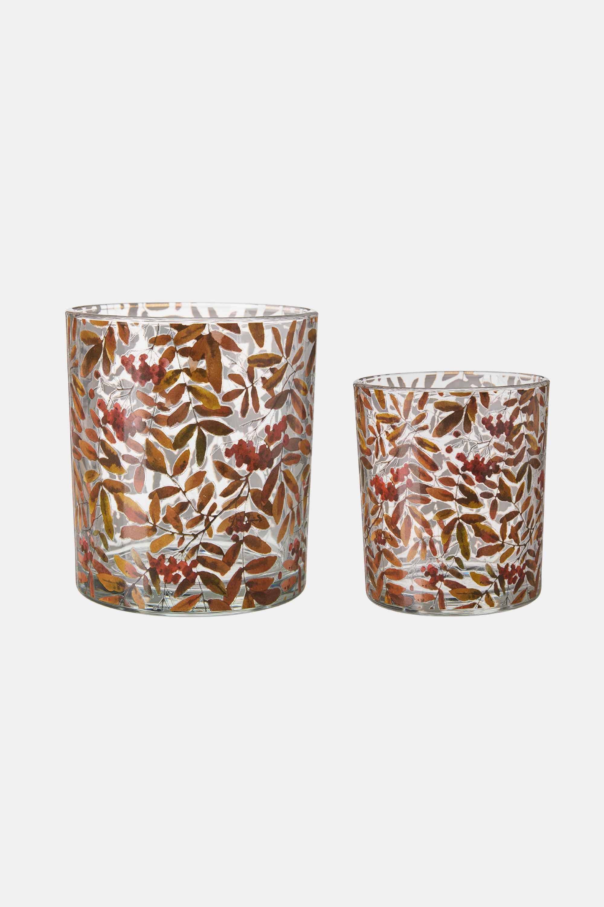 Autumn Leaf Glass Candle Holder (Set of 2)
