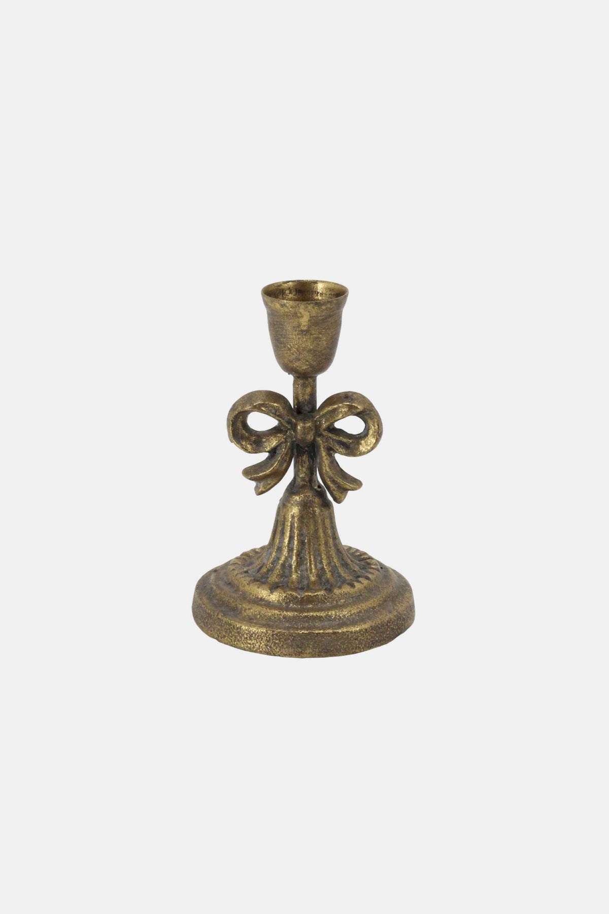 Antique Gold Bow Candlestick Holder