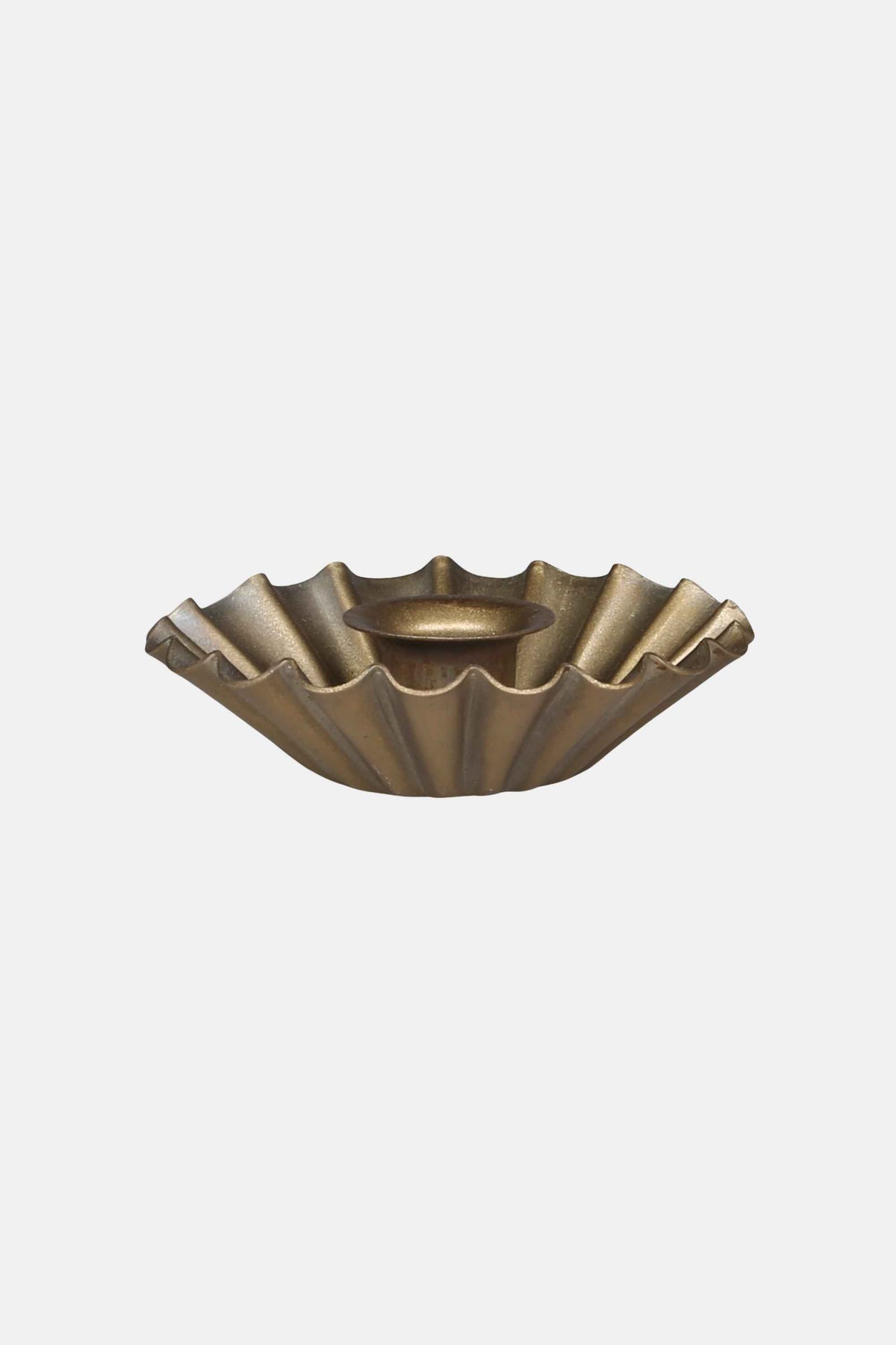 Antique Brass Ruffle Edge Taper Candle Holder