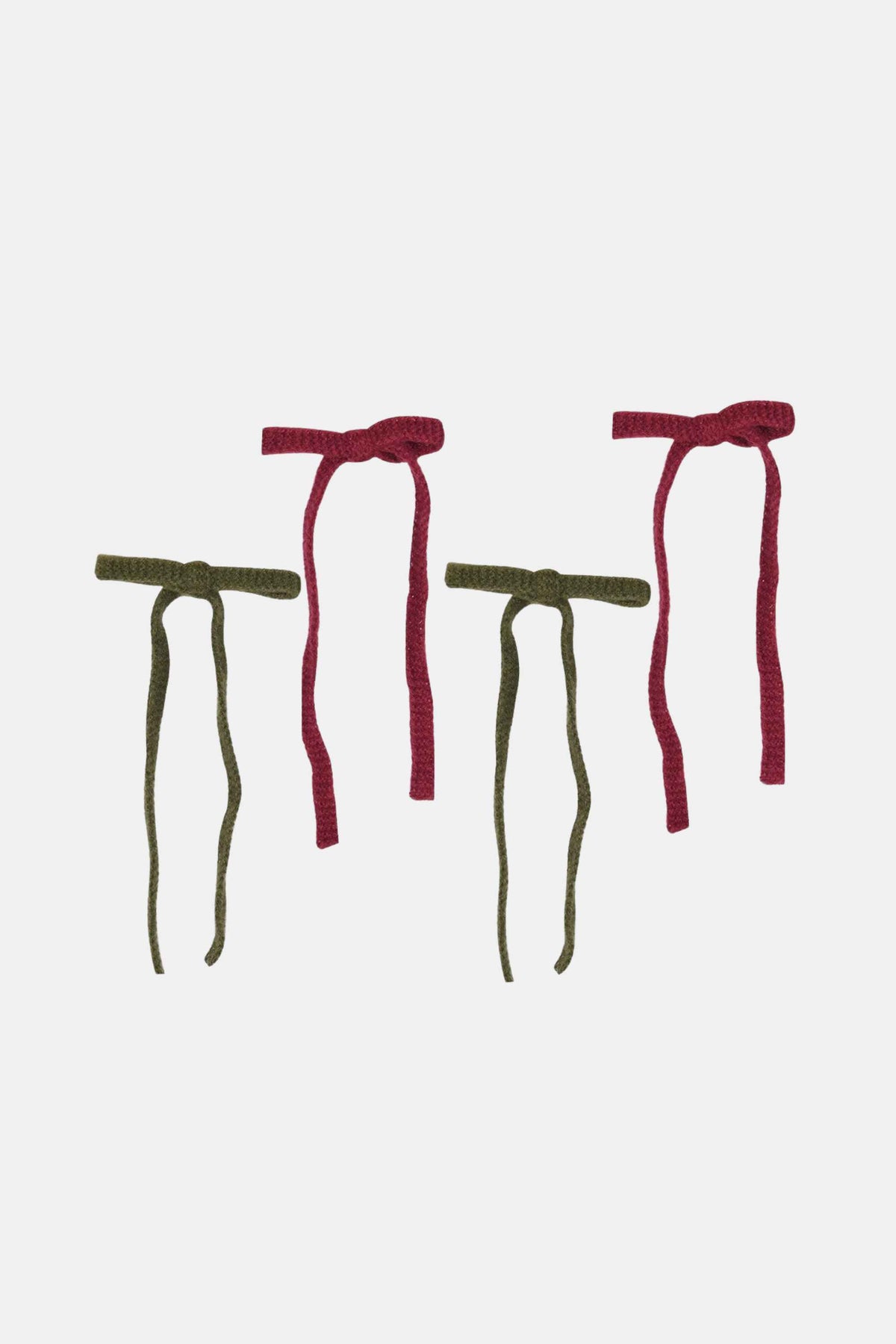 Red & Green Bow Clips (Set of 4)