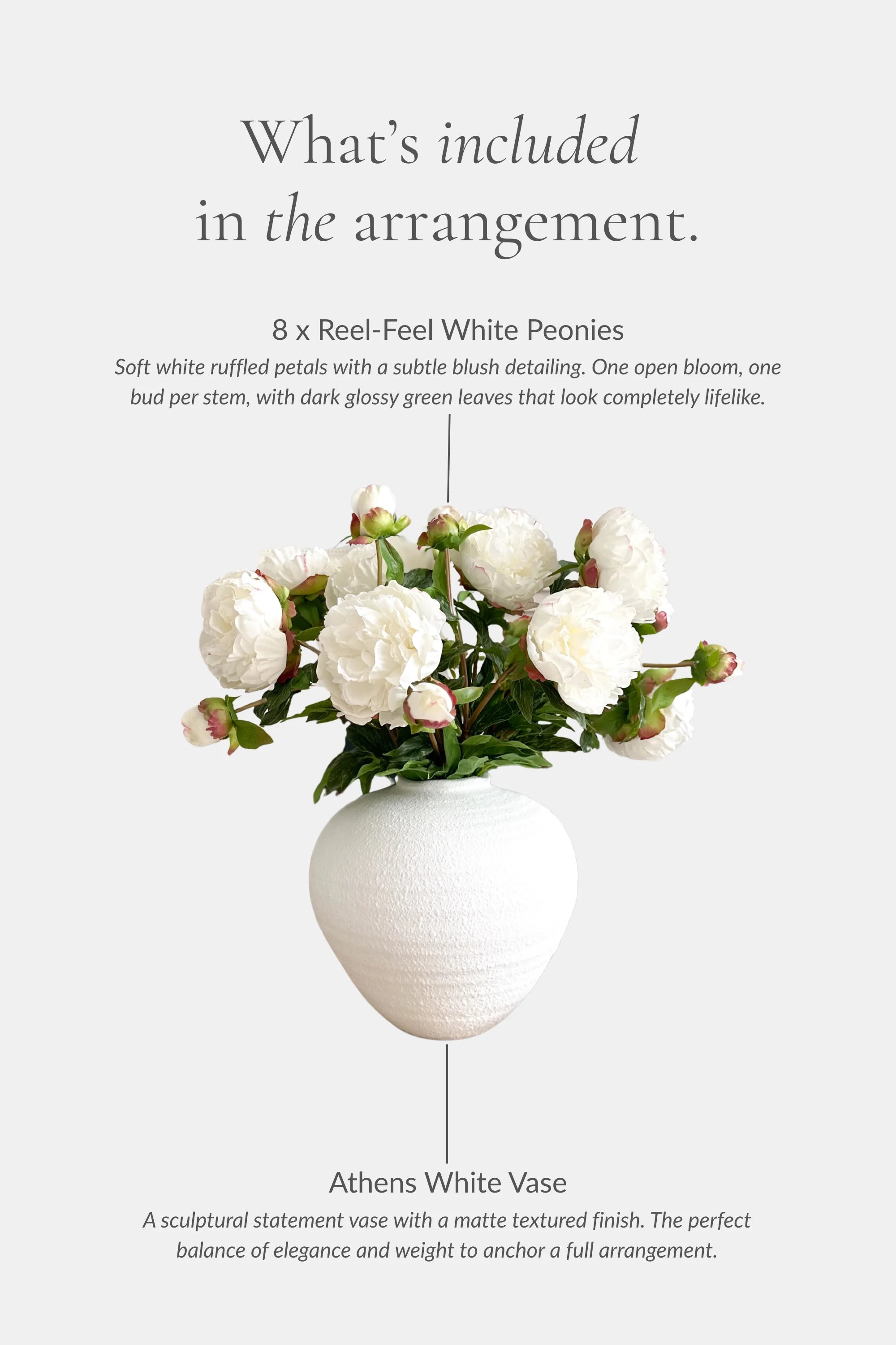 The White Peony Bouquet & Vase Arrangement