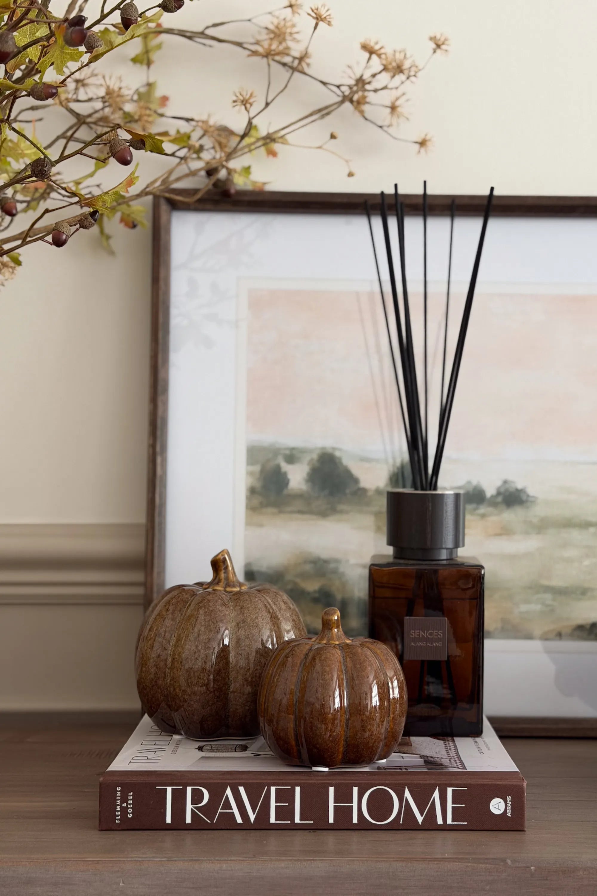 Brown Ceramic Pumpkins (Set of 2)