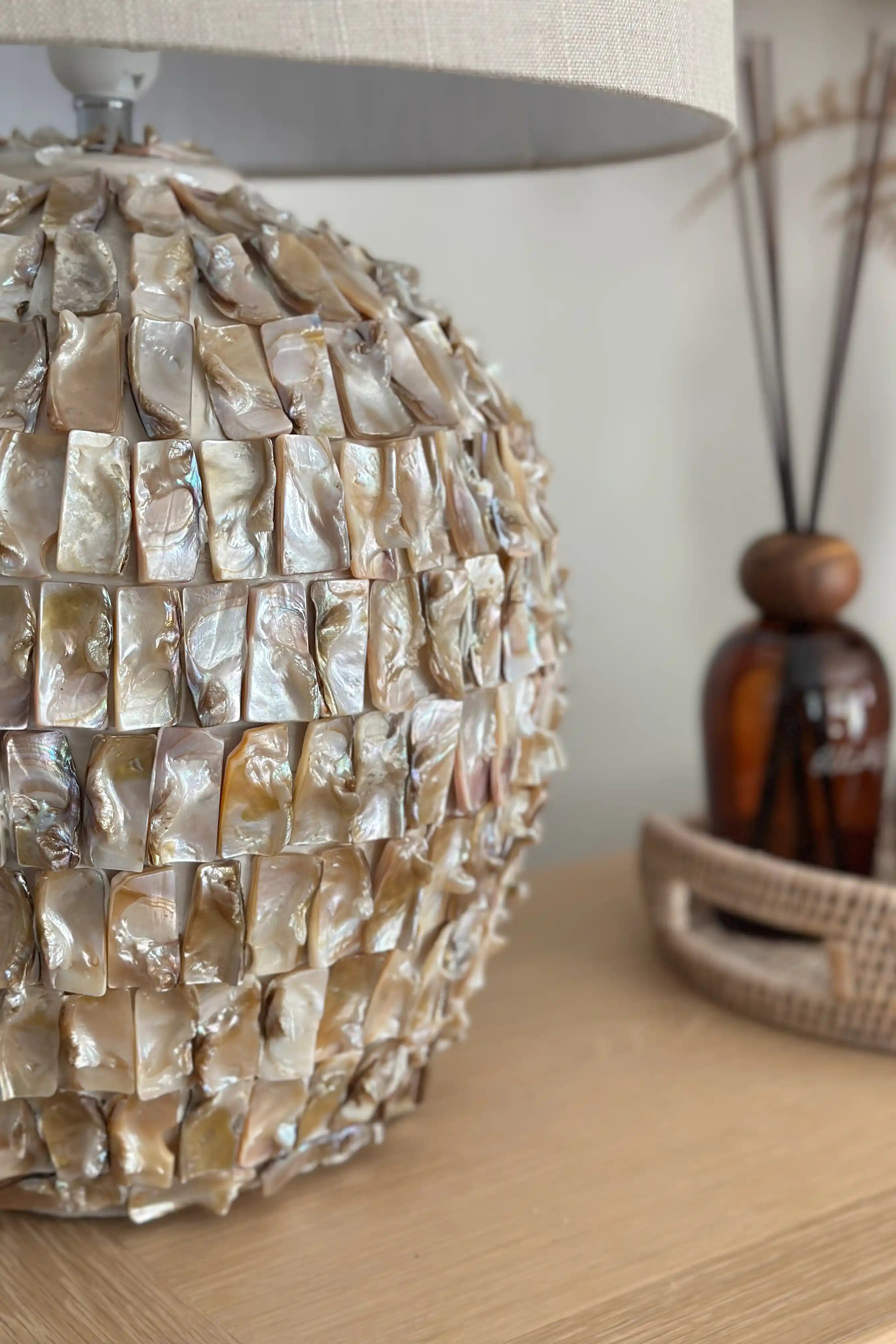Large Mother of Pearl Effect Table Lamp