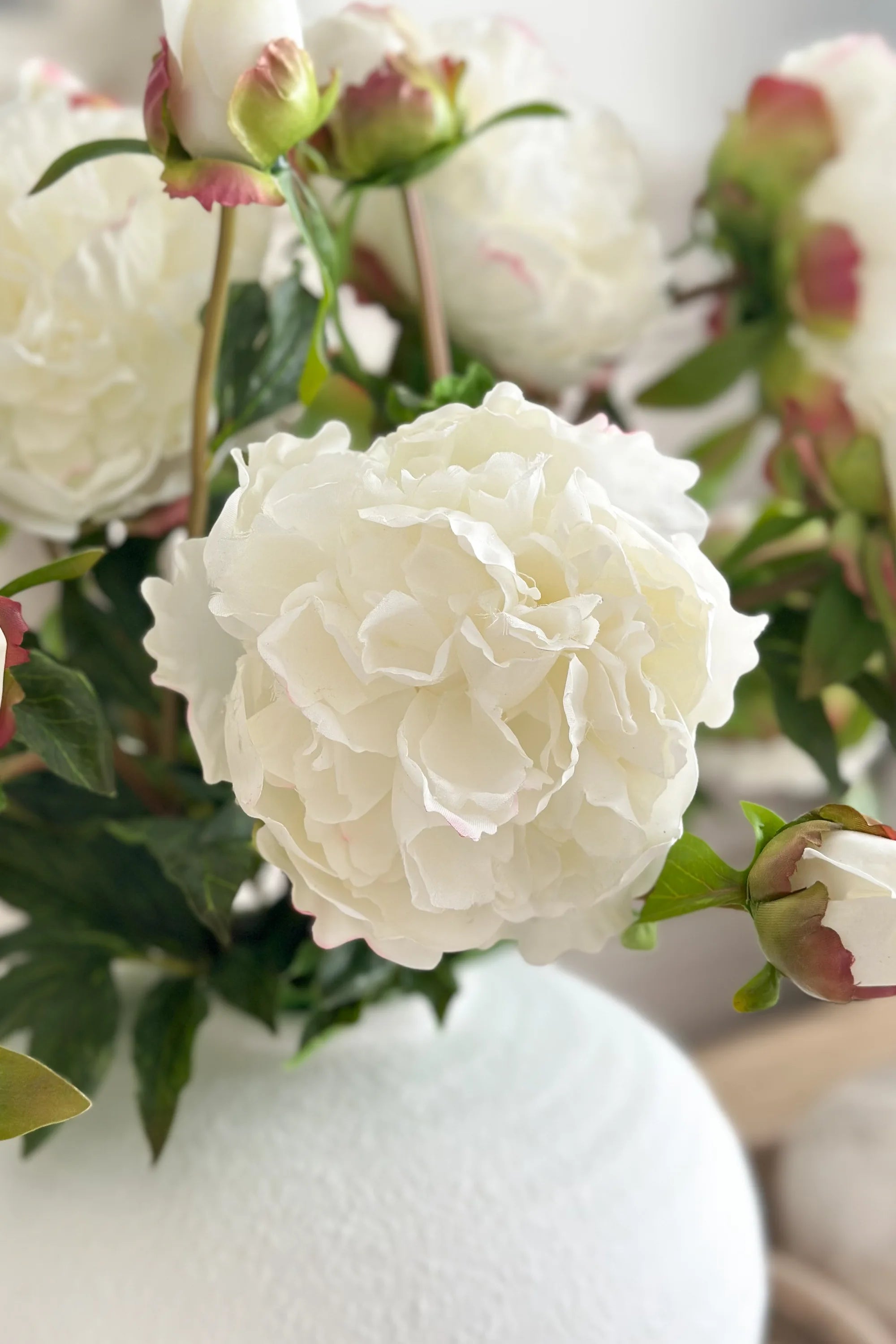 The White Peony Bouquet & Vase Arrangement