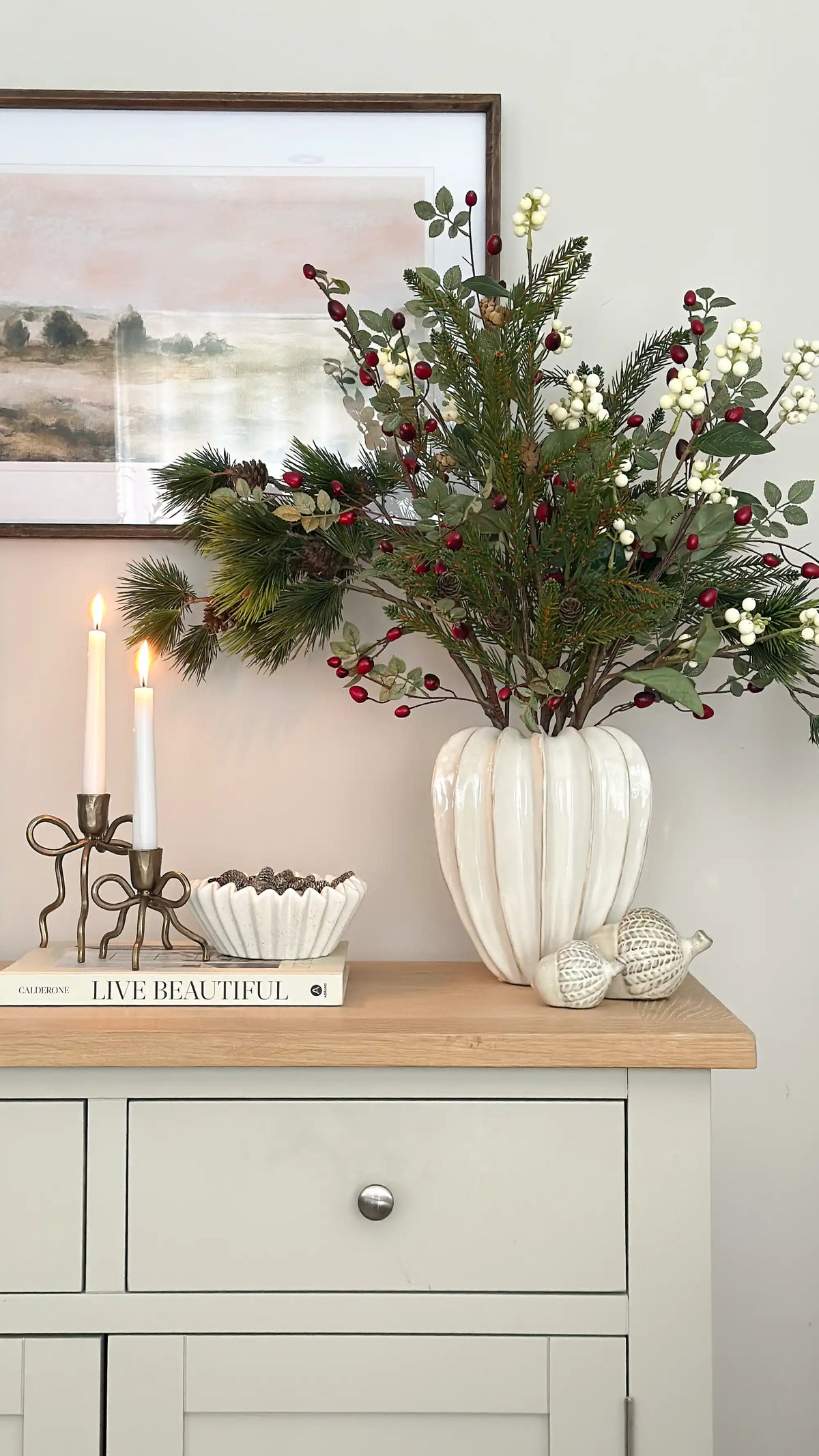 Rosehip, Snowberry & Pine Bouquet