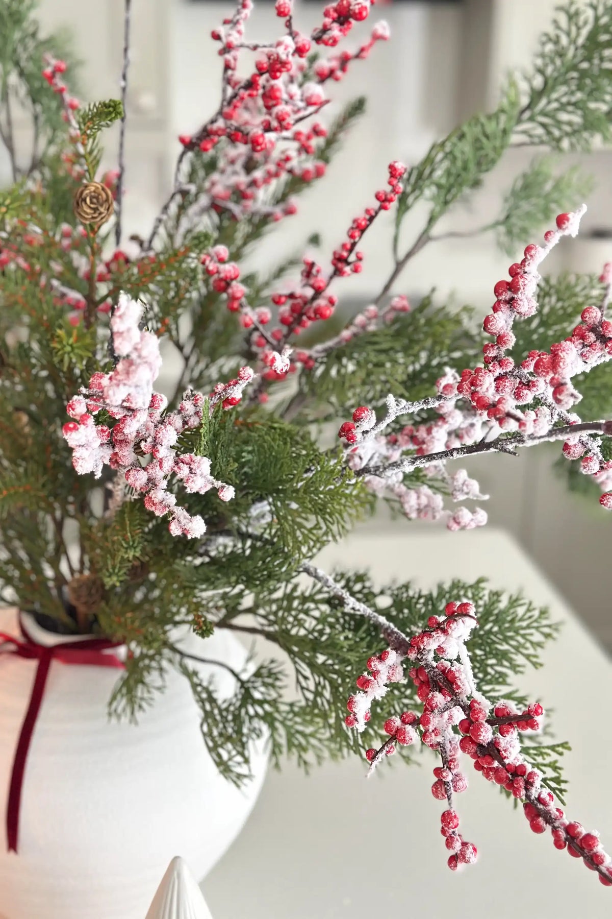 Snowy Red Berry Spray
