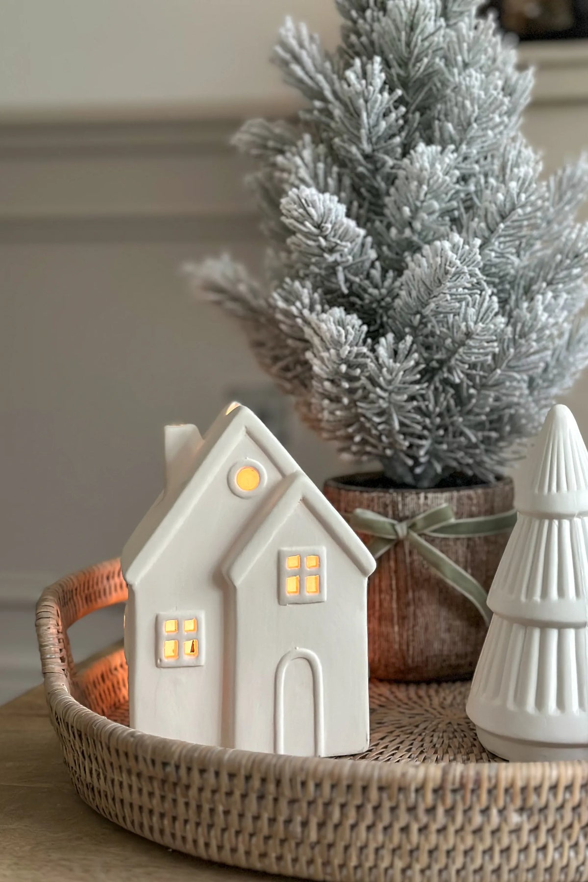 White Porcelain House Tealight Holder